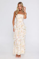 Easy Charm Strapless Maxi Dress Yellow