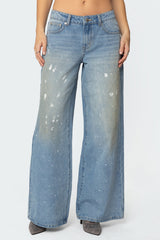 Paint Splatter Low Rise Baggy Jeans
