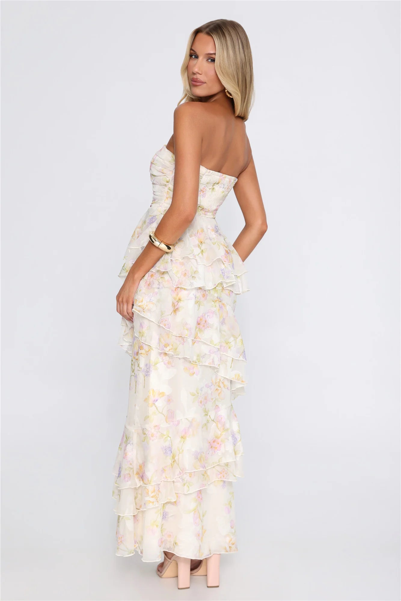 Easy Charm Strapless Maxi Dress Yellow