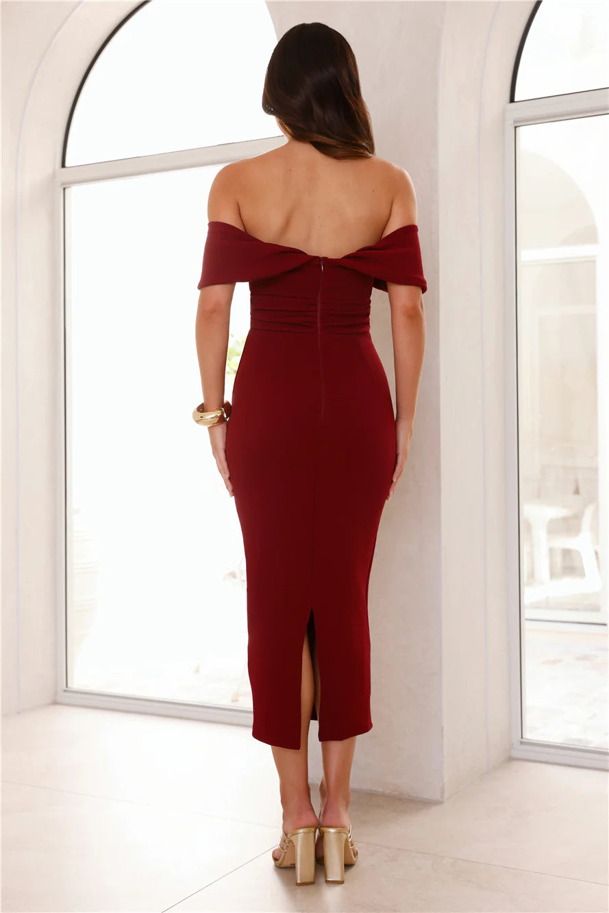 Need A Reason Midi Dress Maroon