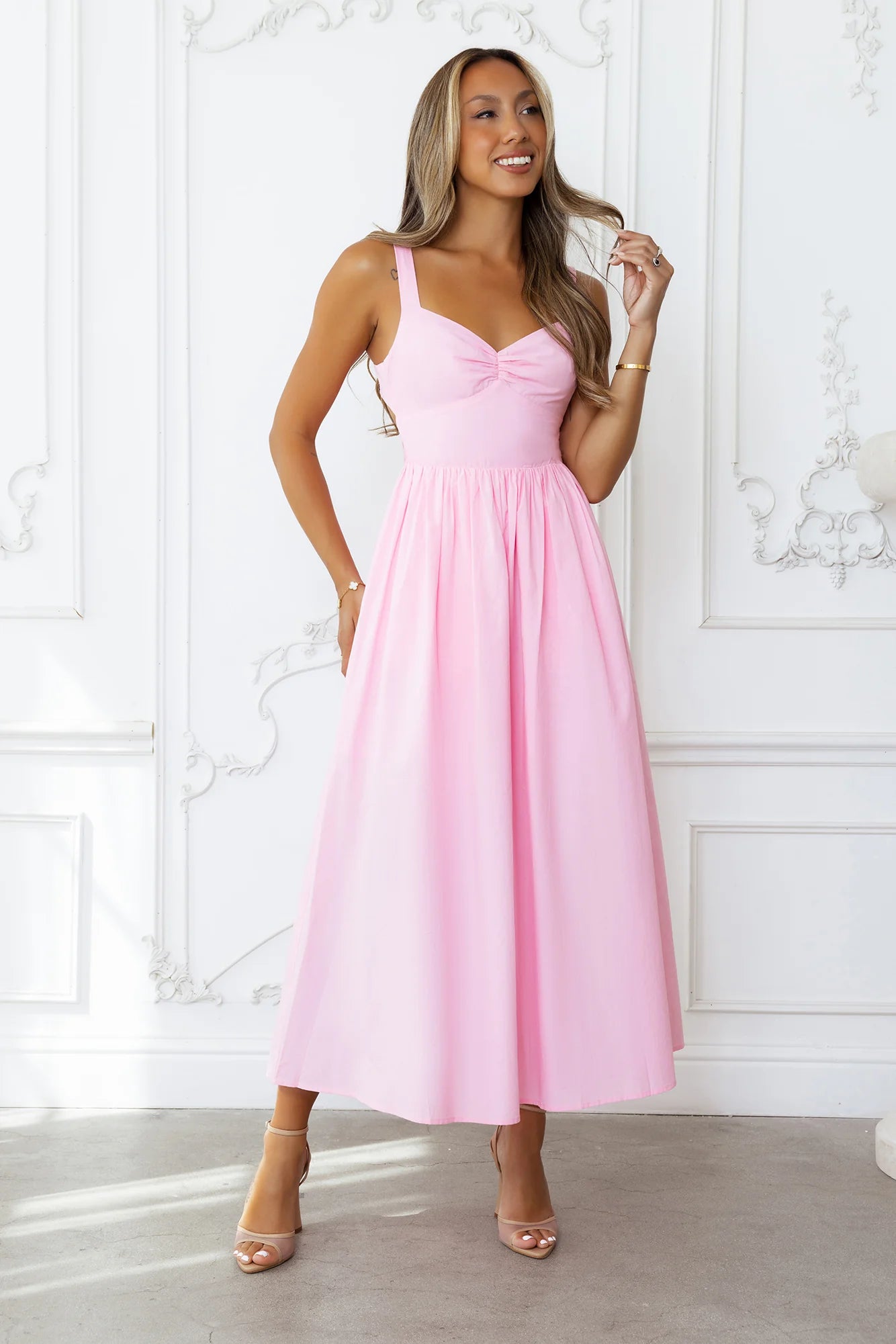 Sunshine Dreamer Midi Dress Pink