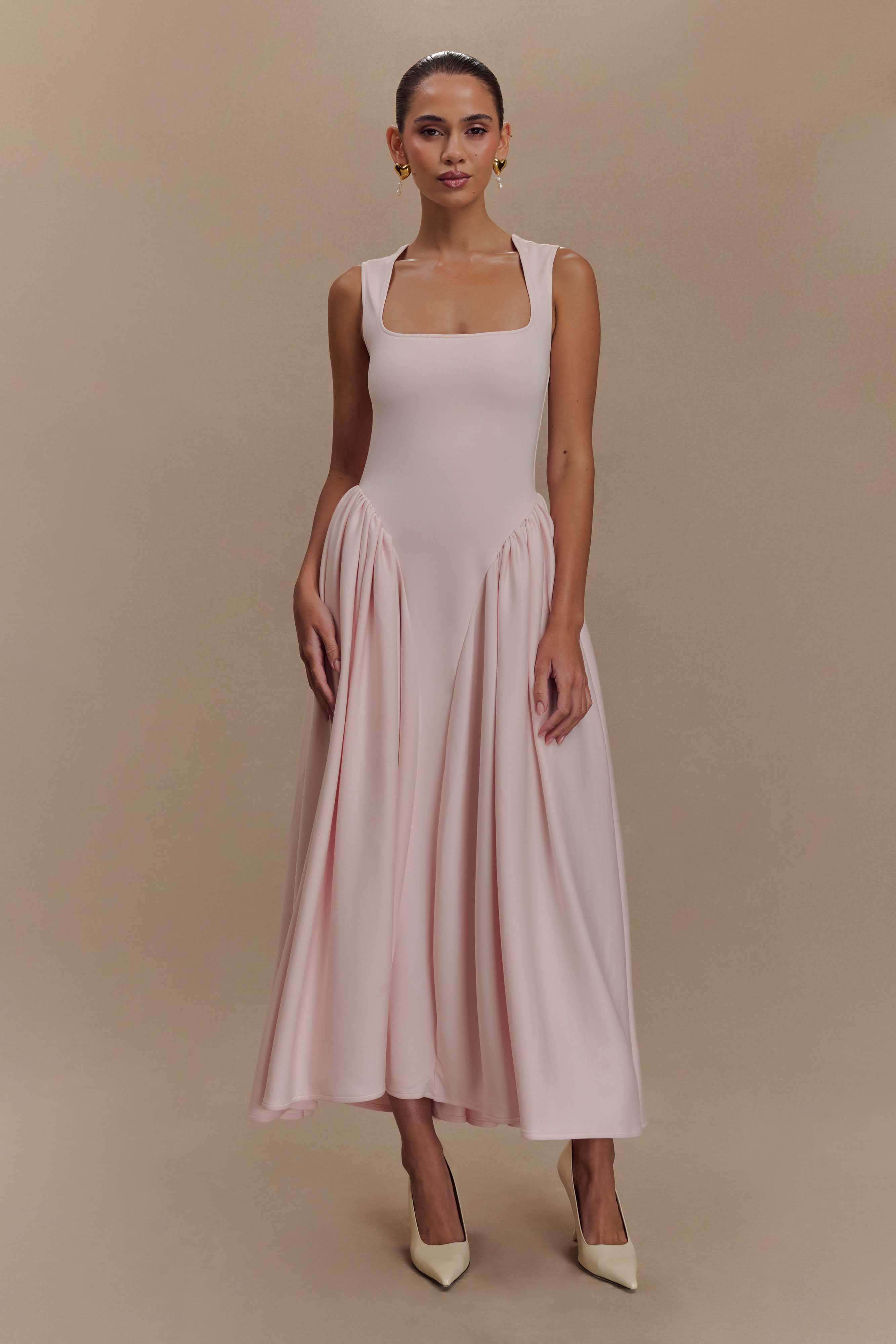 Sharon Scuba Jersey Midi Dress - Ballet Pink