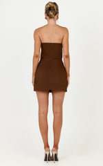 A Line Strapless Dress in Chocolate
