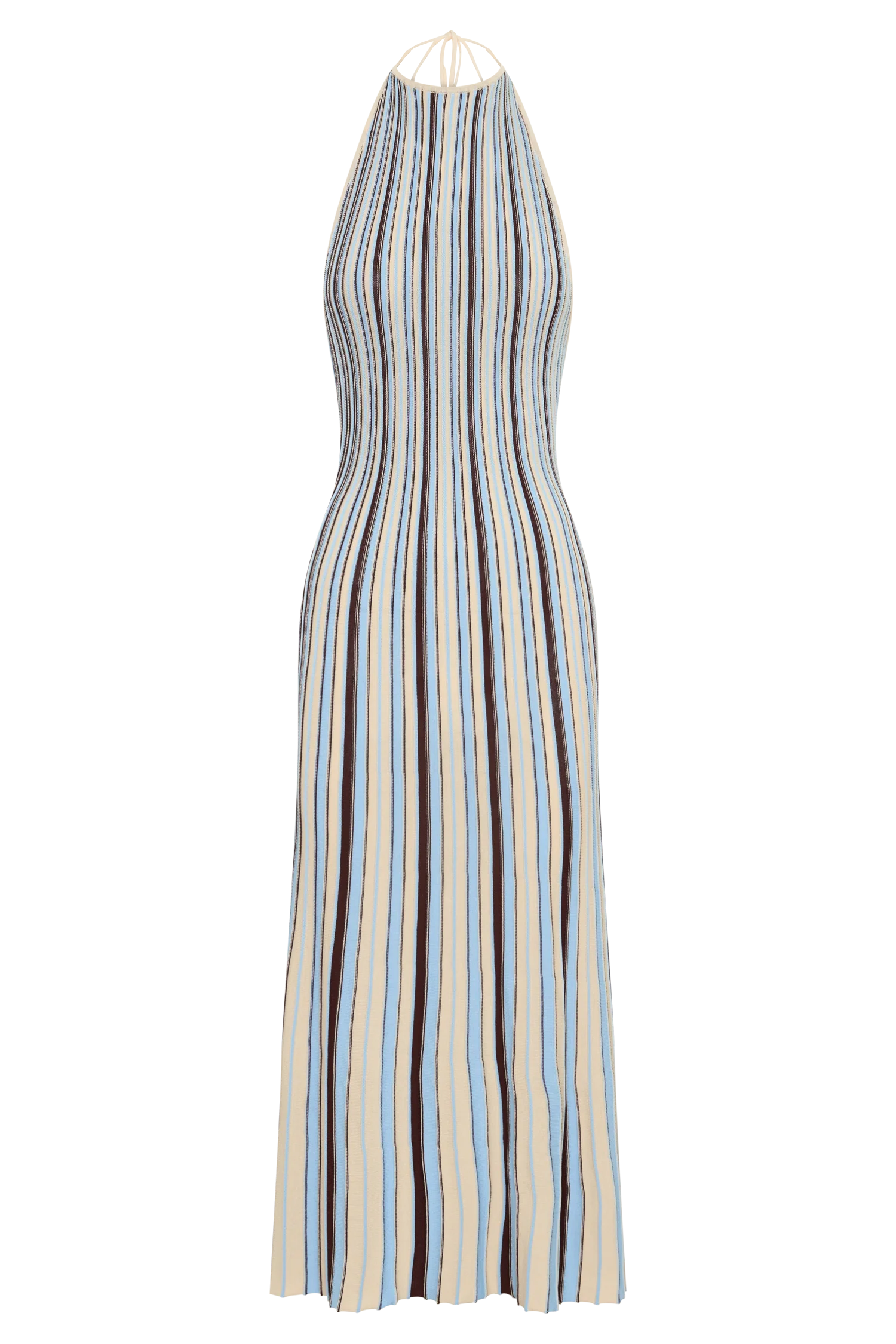 Dalani Halterneck Knit Midi Dress - Blue/Chocolate